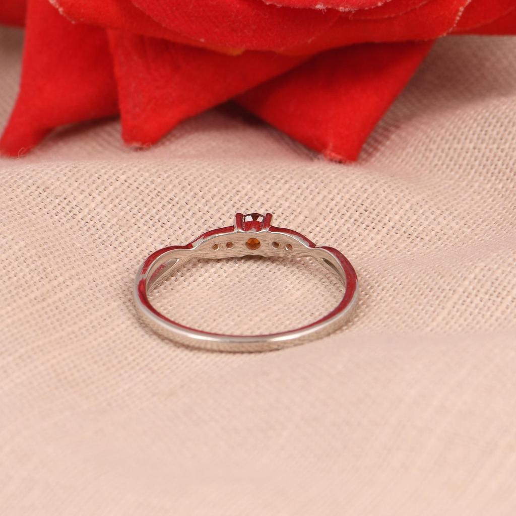 Garnet Ring 925 Sterling Silver, Dainty Red Garnet Promise Ring, Minimalist January Birthstone Ring, Delicate Stackable Silver Ring, Gift for Her