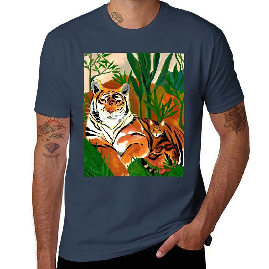 Tiger Cat Jungle Tshirt Casual Loose Short Sleeve Tee For Unisex