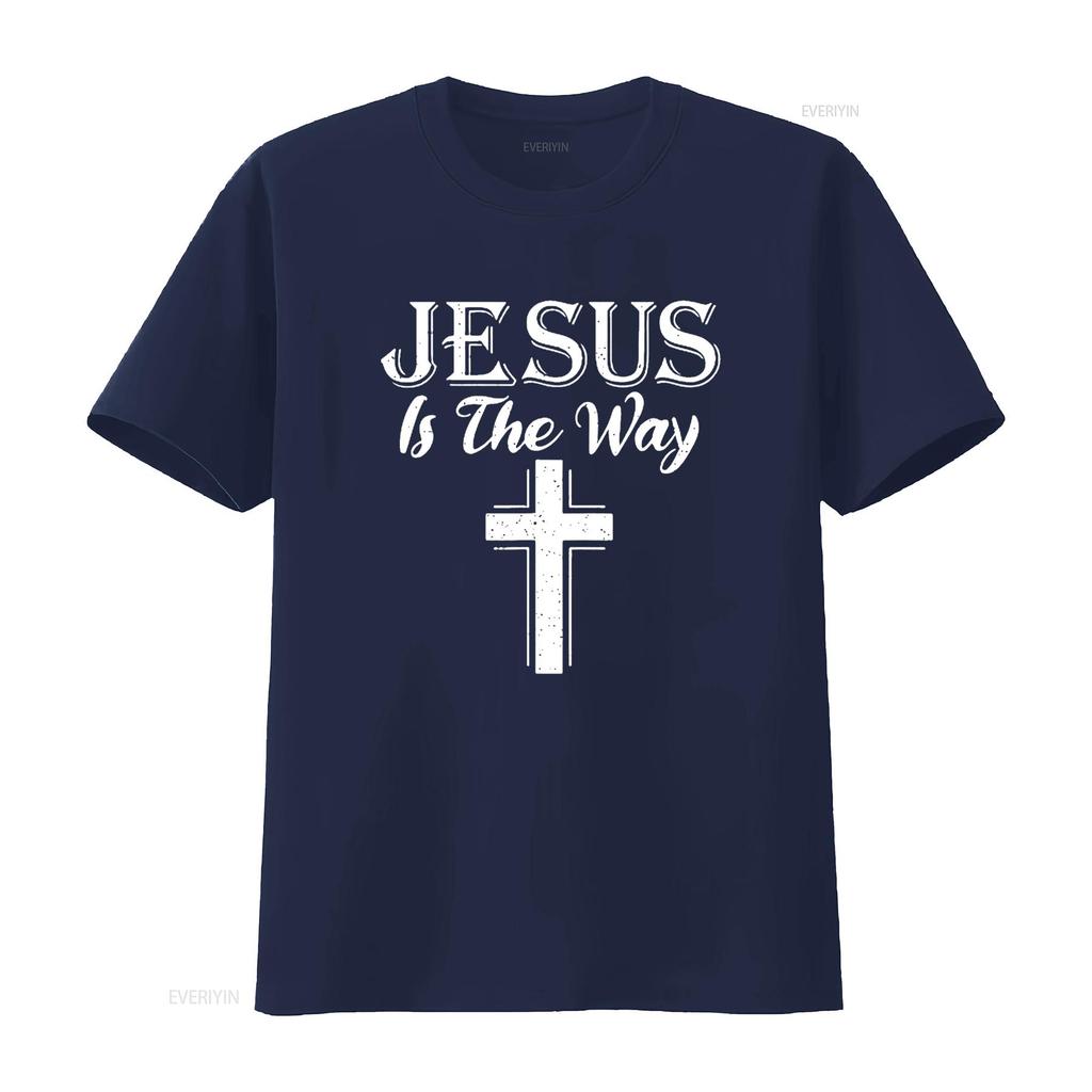 Jesus is the way God Religious T Shirt Black Large vintage Washed homme Soft Slightly Casual fashion graphic Unisex Comfortable