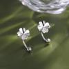 925 Sterling Silver Four-Leaf Clover Stud Earrings 2024 - Sleep-Friendly Ear Jewelry for Women.
