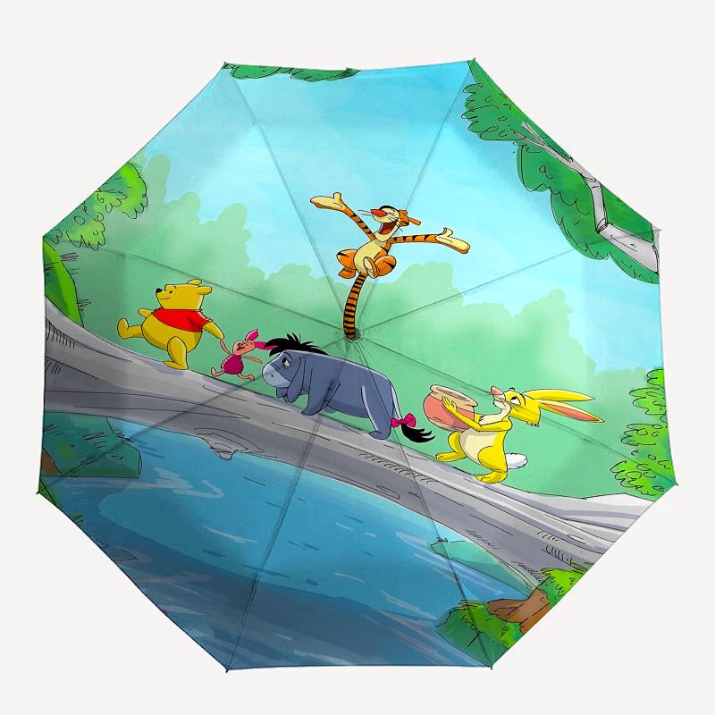1 Auto Open Tigger, Eeyore Themed Colorful 8 rib Portable Umbrella for Men and Women, A Compact Commuting Companion Suitable for Daily Drink