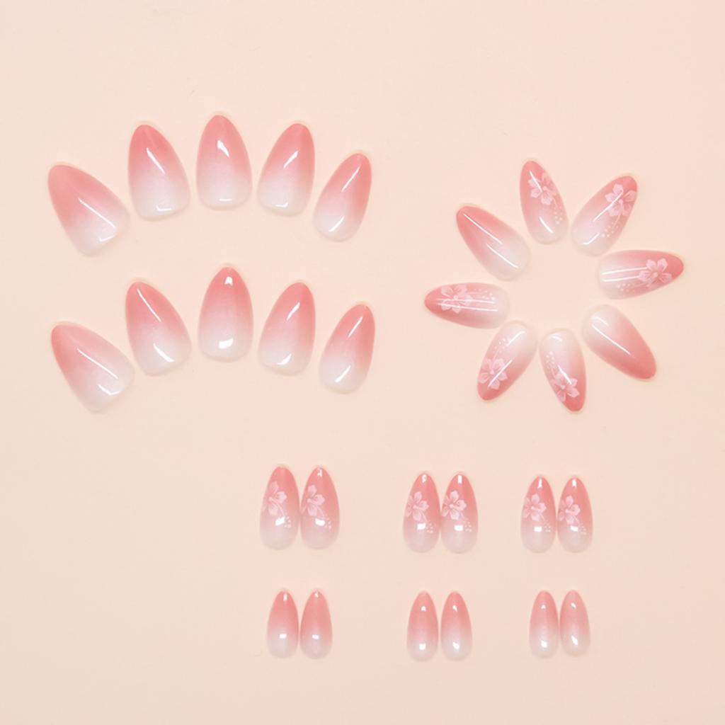Pink White Gradients Resin Nail Extension Chip-Proof Smudge-Proof Fake Nails for Shopping Traveling Dating