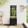 Planter with Trellis Black 39x39.5x114 Cm Solid Pine Wood
