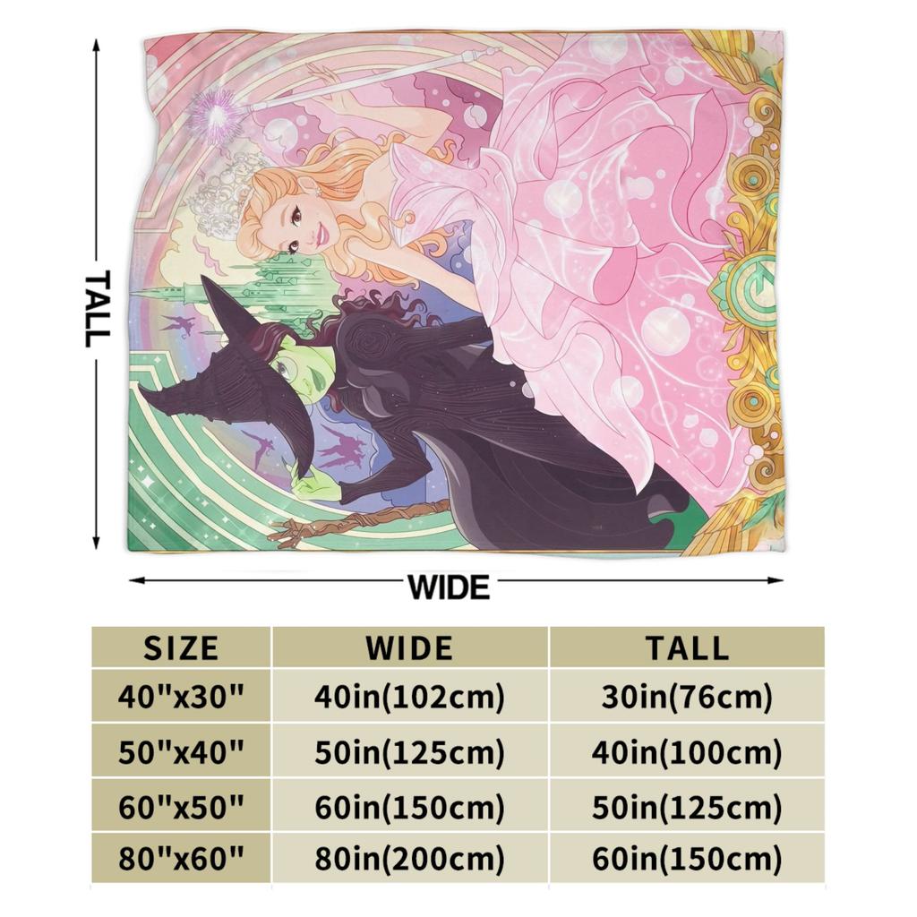 Wicked For Good Glinda and Elphaba Blanket Warm Soft Plush Bedding Throws For Living Room Decorative Flannel Bedspread Bed Cover