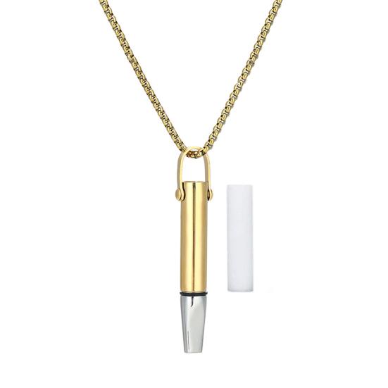 Mindfulness Breathing Necklace Stainless Steel Anxiety Breathe Necklace for Women Men Meditation Tuning Whistle Necklace for Stress Relief