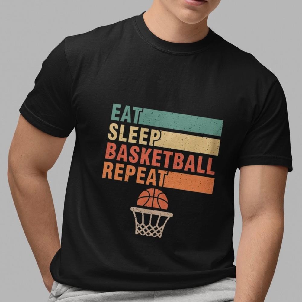 Eat Sleep Basketball Repeat T-Shirt Sports Graphic Tee Gift for Men Women Player