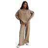 Women's High Collar Sweater & Wide Leg Pants Set - European and American Style, Autumn/Winter Casual and Cozy Knitwear.
