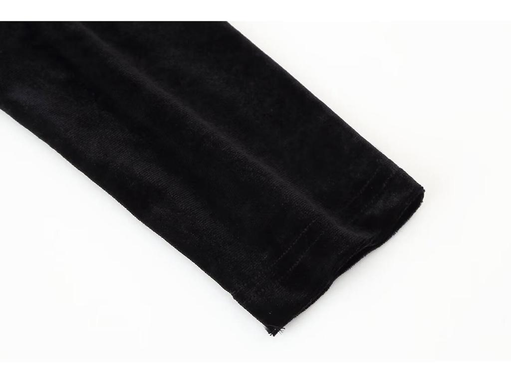 2025 Spring Women's European-American Velvet Patchwork Slimming Long Sleeve Dress