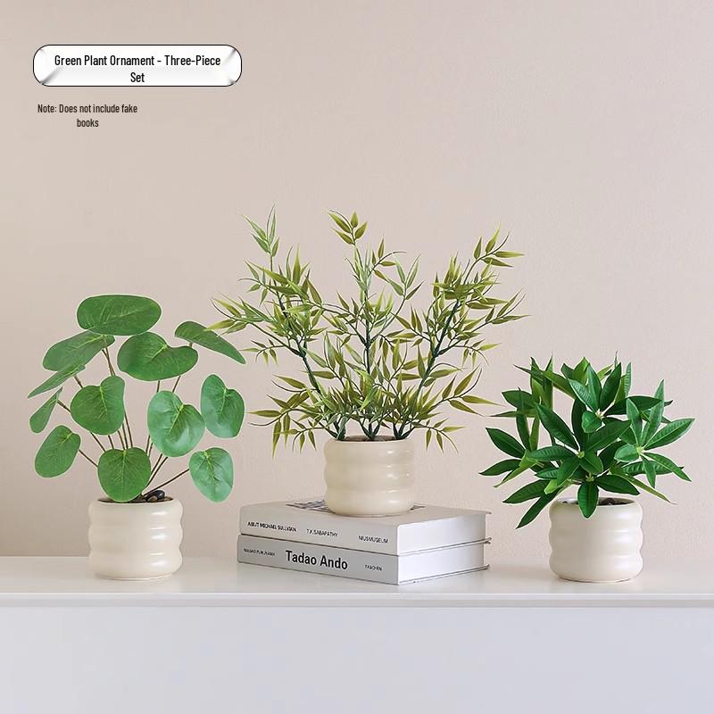 Nordic Bionic Green Faux Bonsai Plants - Indoor Tabletop Decor for Office & Living Room