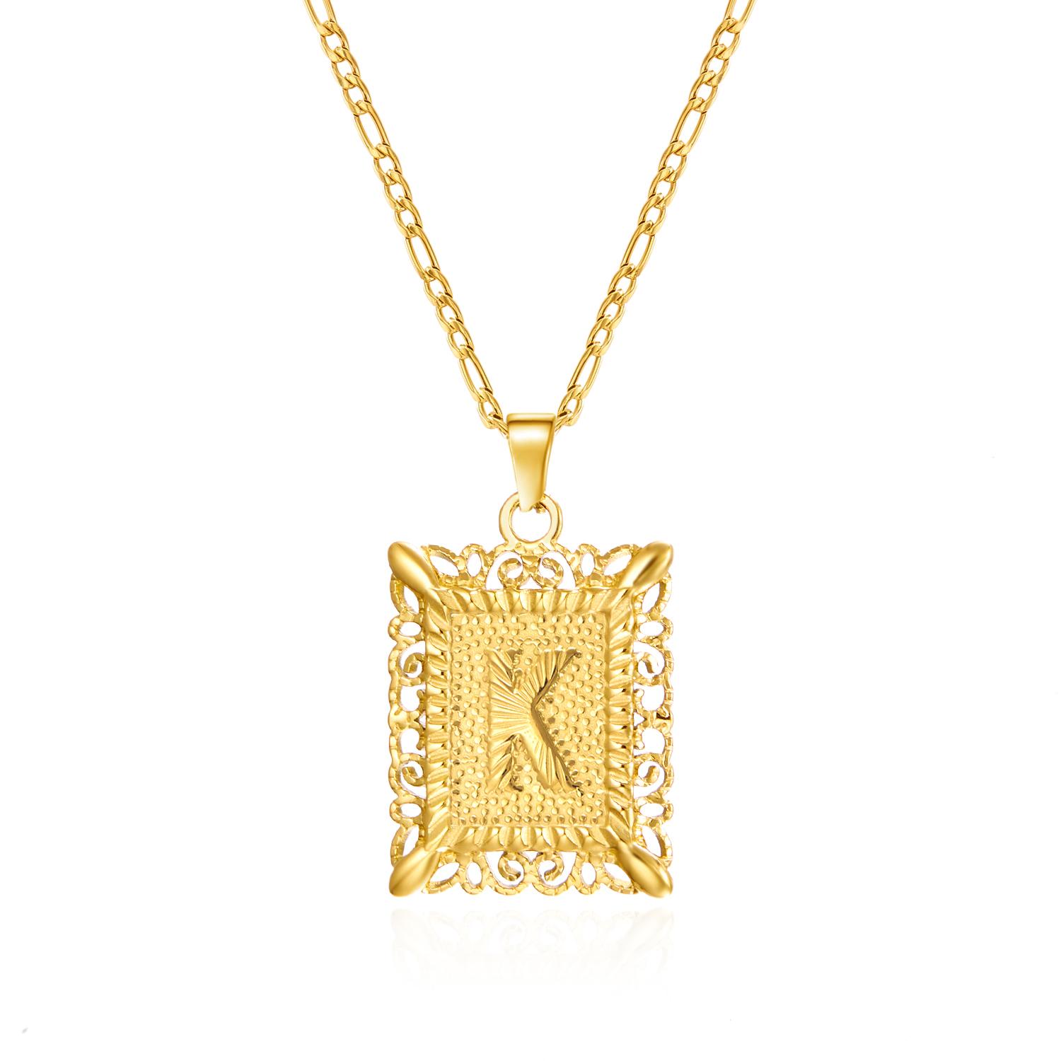 

Stainless Steel Initial Letter Necklace For Women Men 2026 New Stylish Square Pendant Necklace Birthday Party Jewelry Gifts