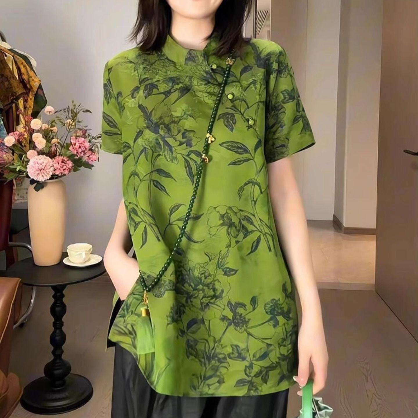 

Летняя модель 2025 года, одетая в красивую и хорошо выглядящую тонкую футболку с принтом и топ с короткими рукавами M [Recommended within 50kg] зелёный