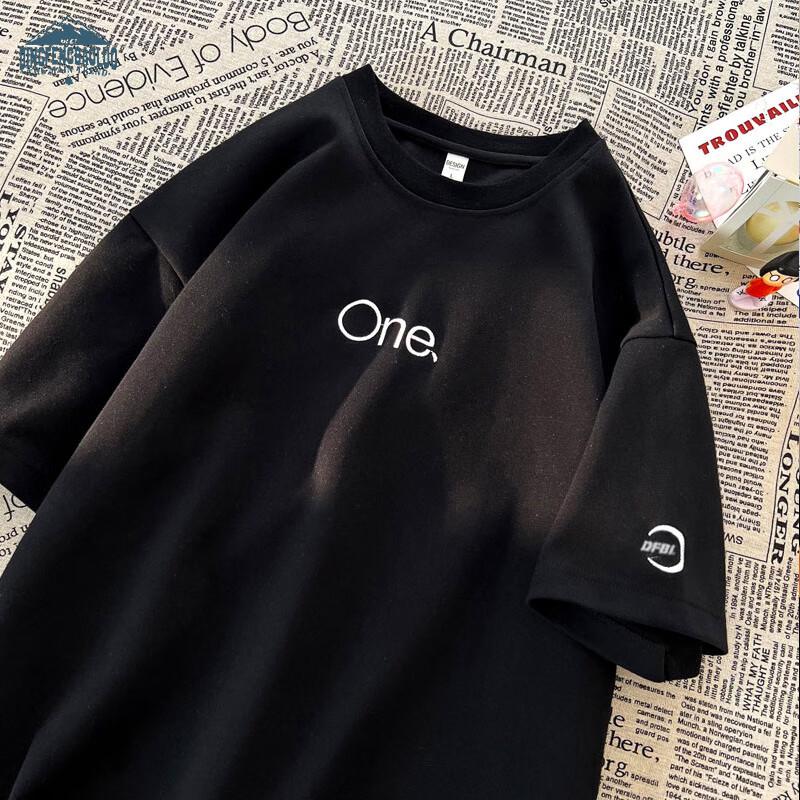 Dingfengbaoluo Men s Embroidered Loose Short-Sleeve T-Shirt M