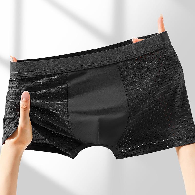 

Men S Panties Ice Silk Men S Boxers Mesh Summer Boxers L чорний