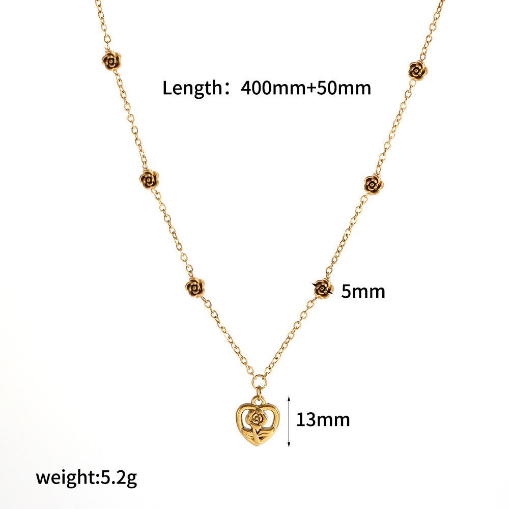 Stainless Steel Heart Layered Earring Set With Geometric Pendant For Women