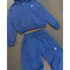 Completo Felpa con Cappuccio e Zip Oversize da Donna con Pantaloni Jogger Coordinati Grigio Blu Streetwear Casual Manica Lunga Outfit Invernale