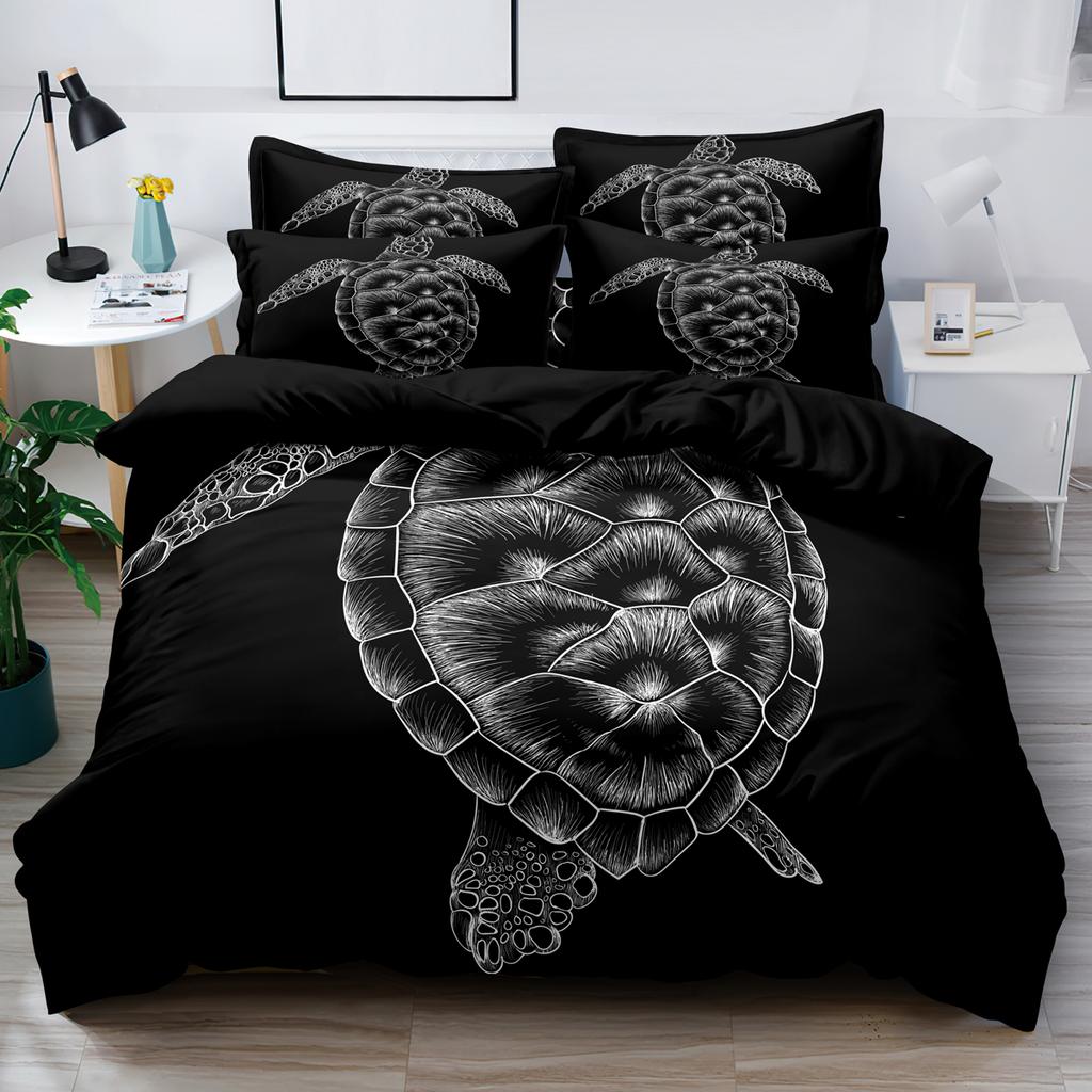 3-Piece Simple Modern Skull Animal Pattern Digital Printed Down Duvet Cover Set,Bedding Set(1 Down Duvet Cover+2 Pillowcases)