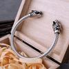 Stainless Steel Vikings Dragon Head Bracelet for Men Punk Biker Charm Wristband Cuff Odin Arm Ring Nordic Fashion Jewelry Gift
