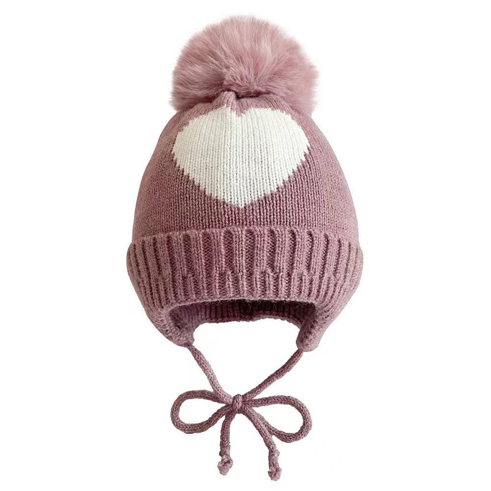 

Exclusive Knit Baby Kids Pom Pom Hat with Braids Fleece Lined Warm Winter Cap One size рожевий