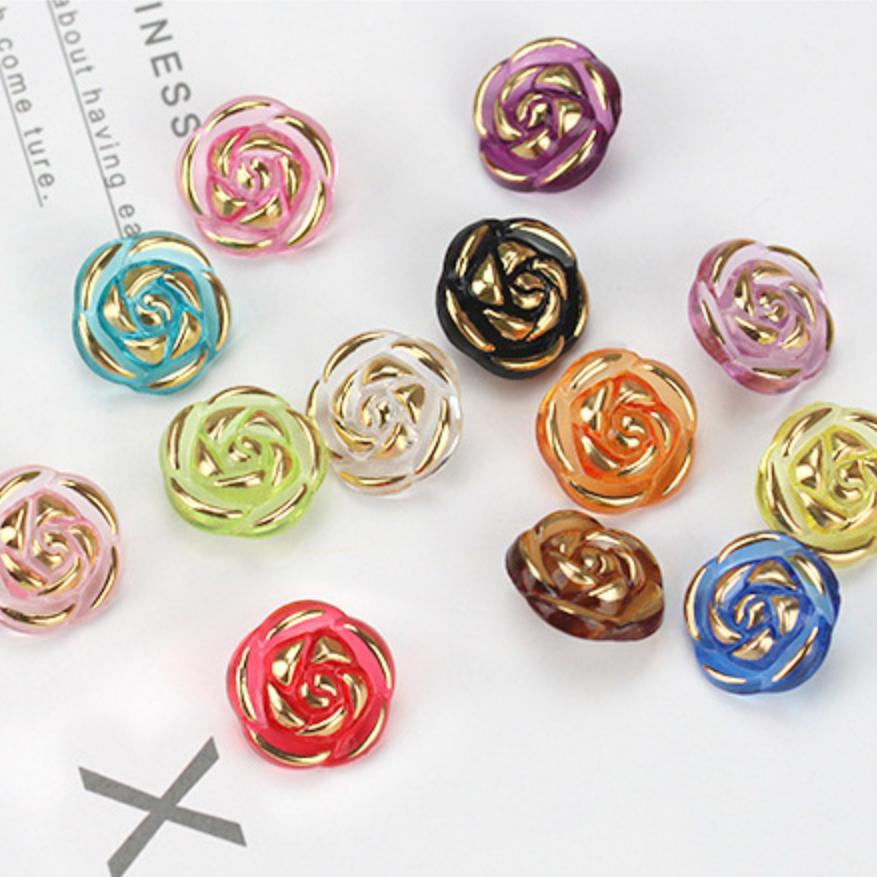 30 Pcs Acrylic Rose Flower Buttons Shirt Sweaters Buttons Sewing Accessories DIY Crafts