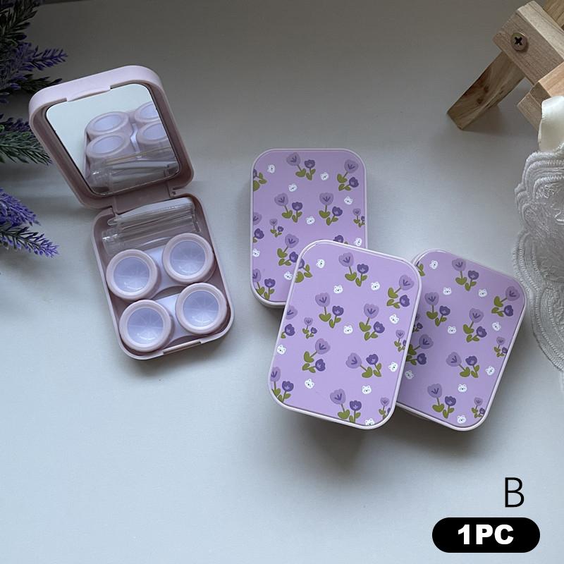 1Piece Of Two-Pack Contact Lens Box Purple Tulip Portable Contact Lens Companion Box Nursing Box  Exquisite Traveling Kit Box