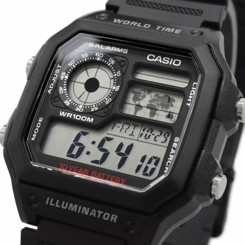 Casio CASIO World Time Digital Men's Watch AE-1200WH-1AV Casio Genuine BOX Overseas Model Black