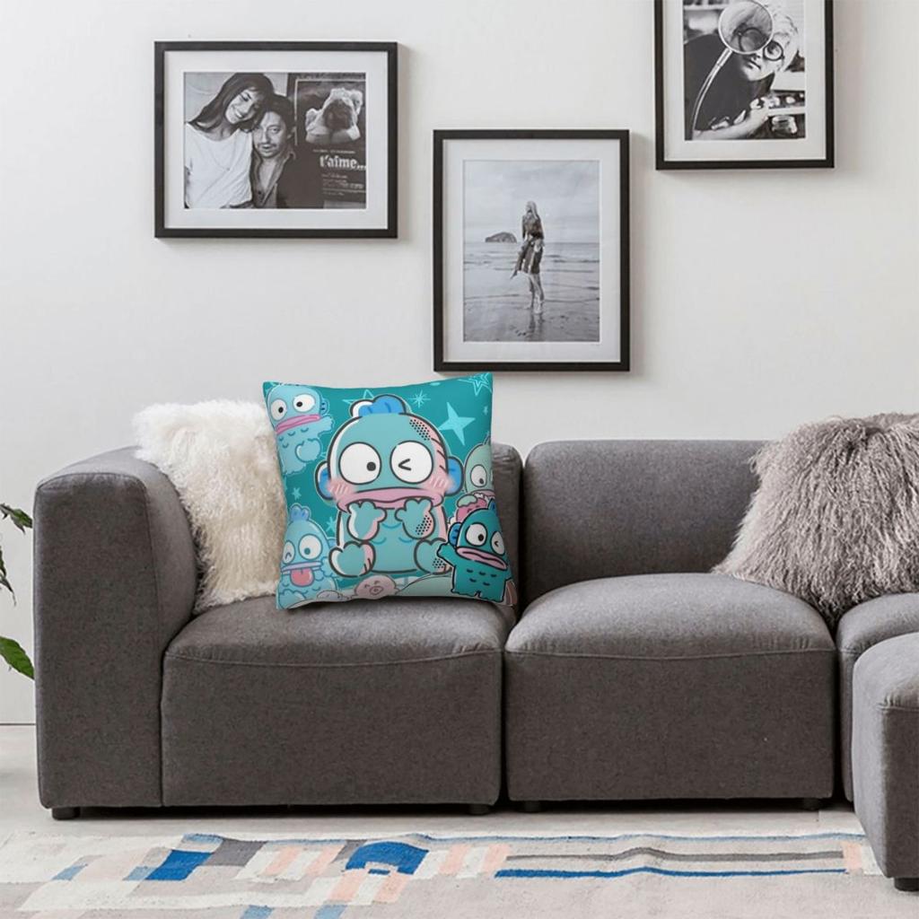 Hangyodon Cartoon Pillowcase Printed Polyester Cushion Cover Decorative Throw Pillow Case Cover Home Square 18''