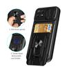 Card Holder Slide Camera Ring Phone Case For Samsung Galaxy A53 A73 A33 A23 A13 A52 A12 A51 M32 4G 5G S20 S21 S22 Ultra Plus Shockproof Armor Cover
