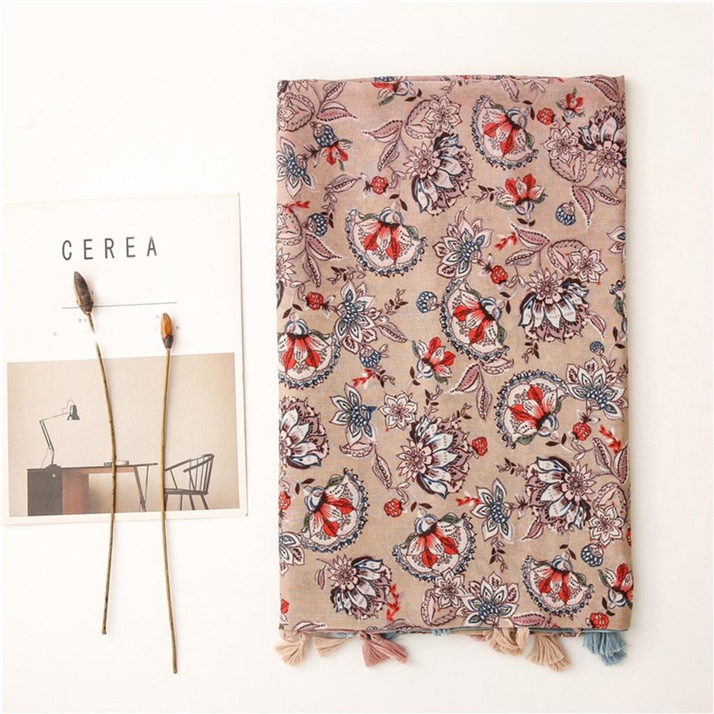 Fashion 180 * 85cm Warm Bandanna New Print Muslim Headscarf, Female Style Windproof Beach Towel, The Four Seasons Tassels Shawls