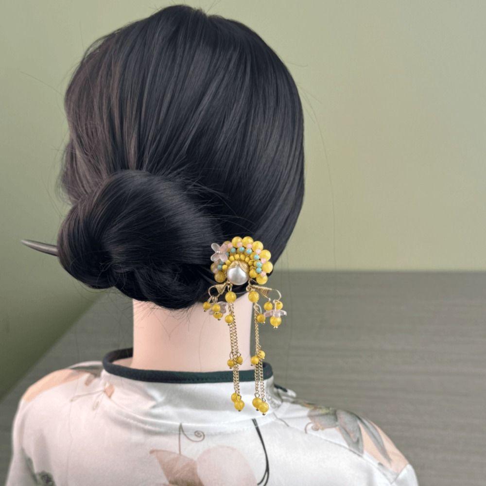 Tassel New Chinese Style Hair Clip Red Hanfu Hairpin Beijing Opera Hair Accessories  Bridal