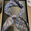 Vintage Floral Square Scarf Women - Lightweight Cotton Blend 70x70cm Elegant Office Casual Accessory