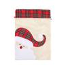 Large Christmas Gift Bag Plaid Applique Drawstring Pocket Candy Bag Christmas Handbag  Xmas