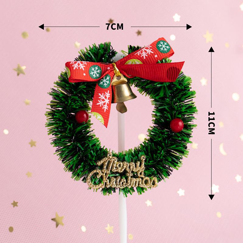 Christmas Decor Set: Card Inserts, Cake Toppers, Cup Garland, Wreath Ornaments, Strawberry Tower, Cartoon Star & Tree Decorations.