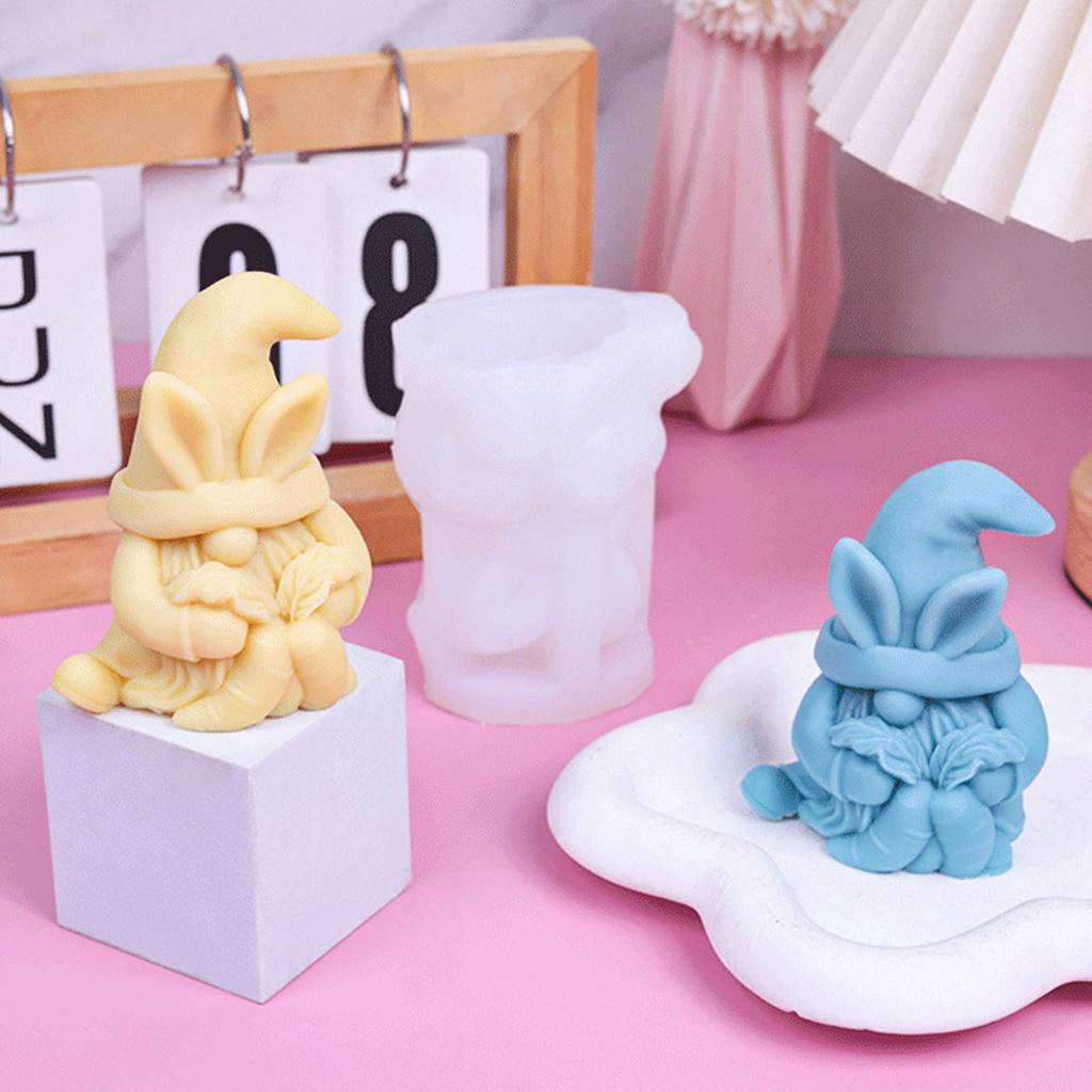 Silicone Mould 3D Easter Gnome Candle Molds Ornament Molds Christmas Molds Casting Molds for Home Table Decorations