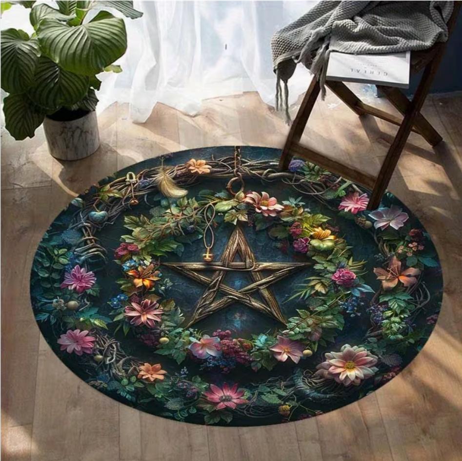 Magic Luck Sun Moon Flower Starry Rug Non Slip Soft Easy To Clean for Home Living Room Vacation House Decorative Floor Mat Home