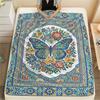 Moroccan Butterfly Print Flannel Blanket, High Quality Comfortable for All Seasons, Home Decor, Warmth and Comfort, Perfect for Christmas Gifts79