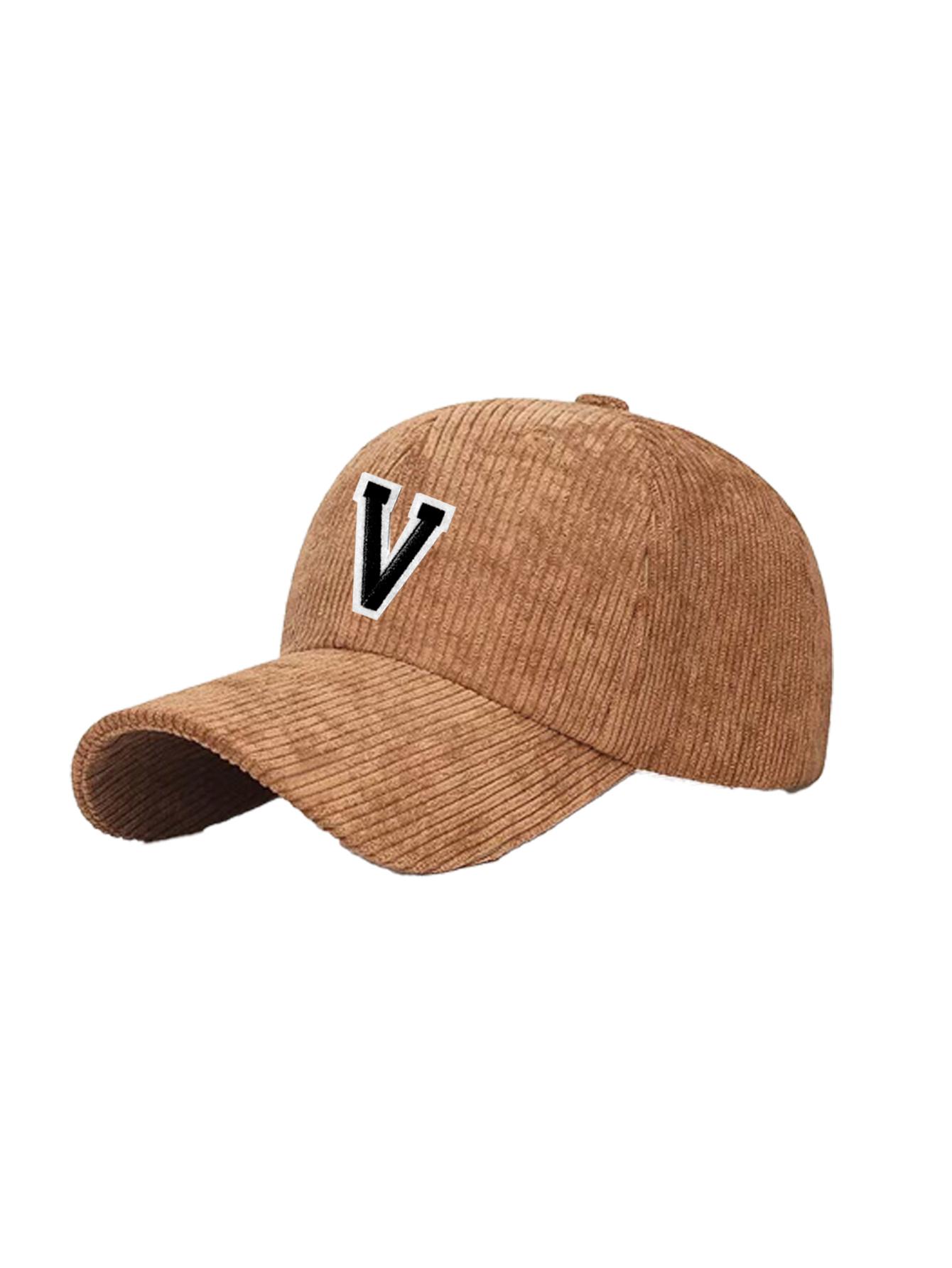 

1PC Unisex A-Z Letter Corduroy Baseball Cap,Women Adjustable Sports Hat,Vintage Corduroy Hat Trucker Cap One Size