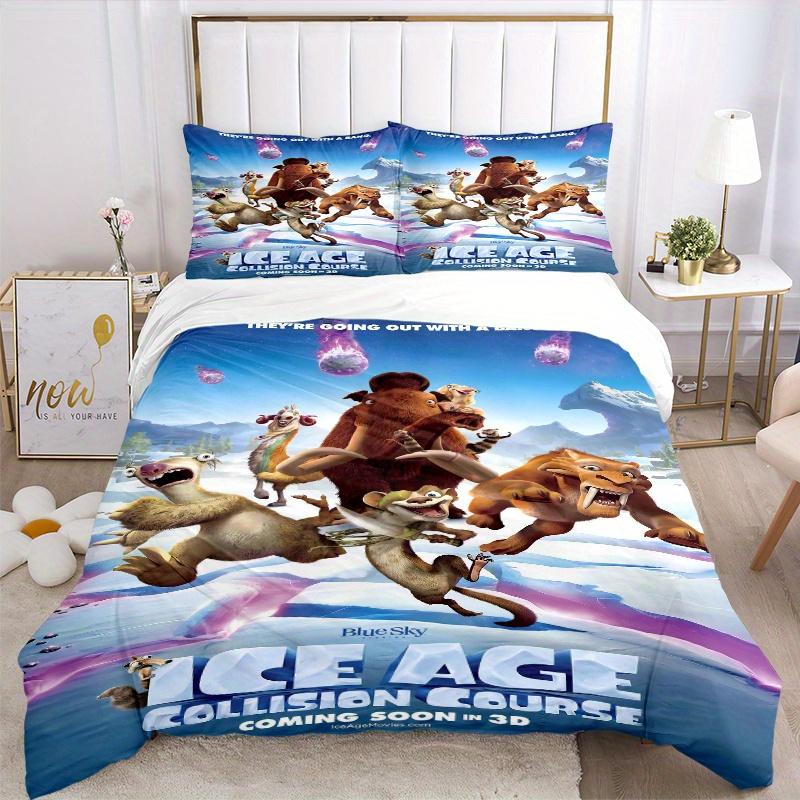3pcs The Ice Age Adventures Printed Quilt Set, Soft and Comfortable Quilt Cover for Bedroom, Guest Room and Dormitory Decorative Bedding Set