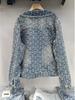 2025 Retro Ausgefranste Bestickte Strassstein Jeansjacke