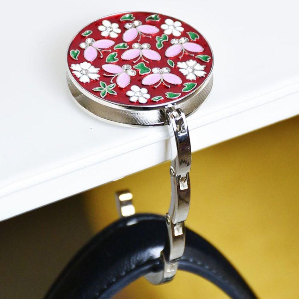 Gancho Redondo Duradero para Bolso para Mujeres Flores Plegable Soporte para Cartera Portátil Bonito Colgador de Bolsos para Mesa