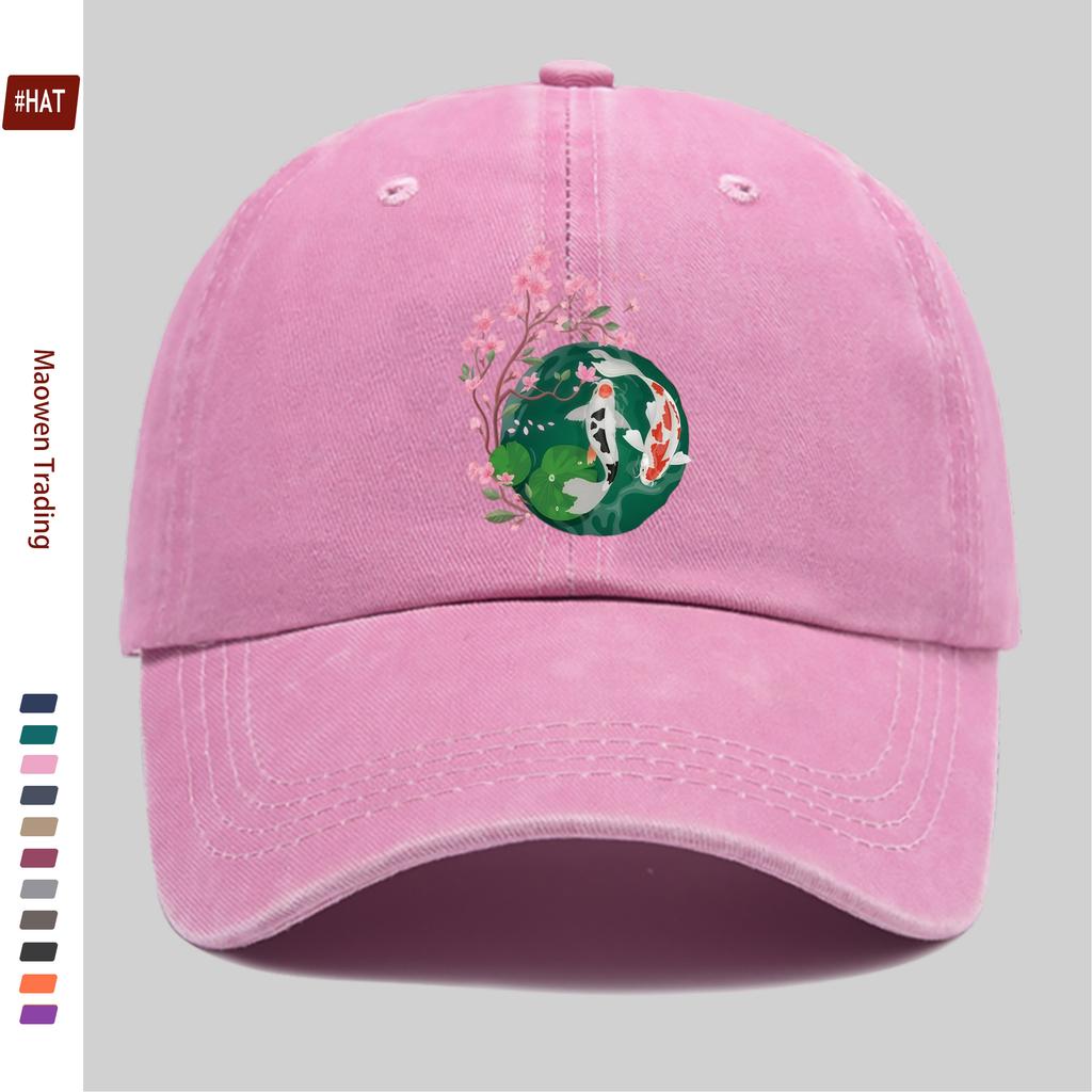 Pc Japanese Cherry Blossom And Koi Pattern Printed Baseball Cap Fashion Casual Printed Design Golf Hat Home Leisure Decor Hat