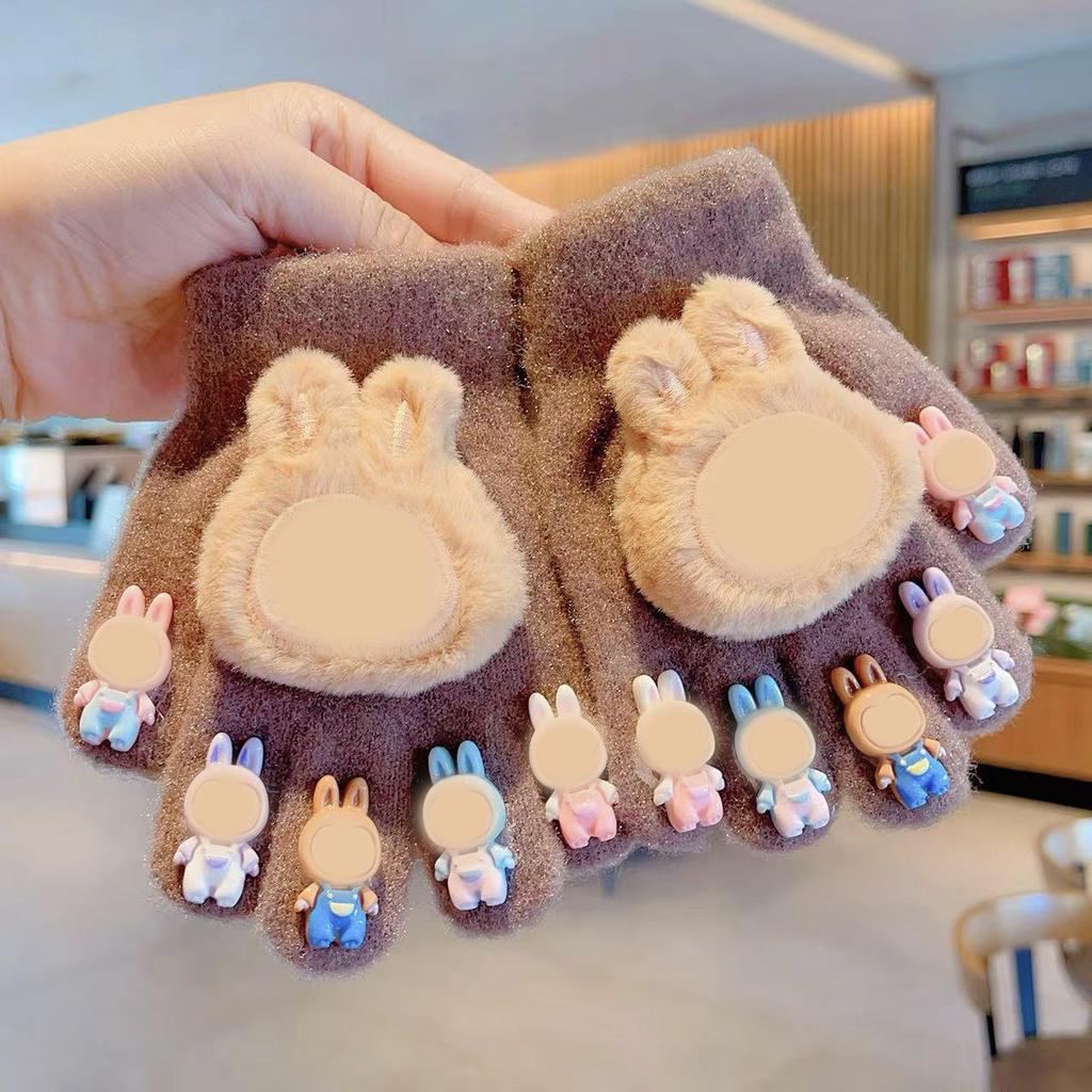 Kinder Niedliche Plüsch Strick Warme Handschuhe - Dick Winddicht Geschenk
