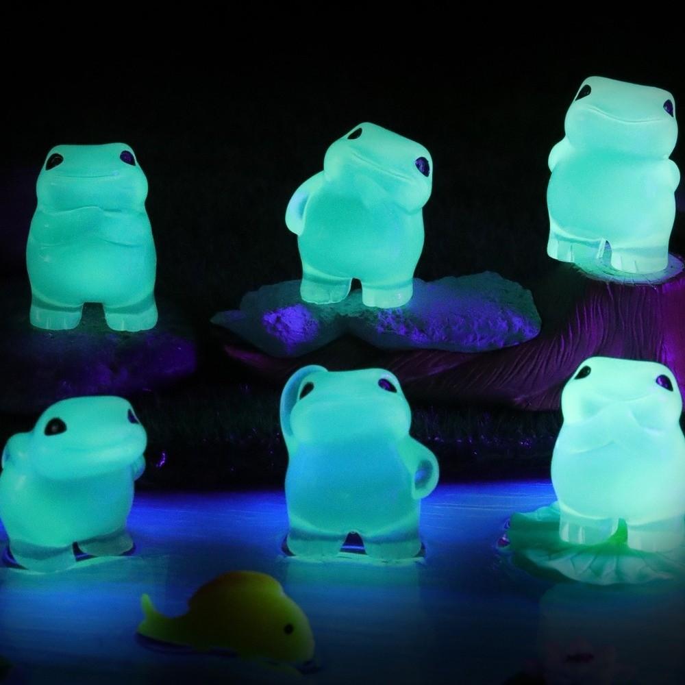 6PCS Cute Luminous Frog Figurines Glow At Dark Frog Decoration Mini Frog Statues Office Decor