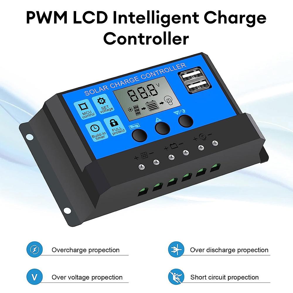 12V Solar Panel Kit with 100A Solar Charge Controller & Extension Cable with Battery Clips for Boat Motorcycle Lights RV Camera
