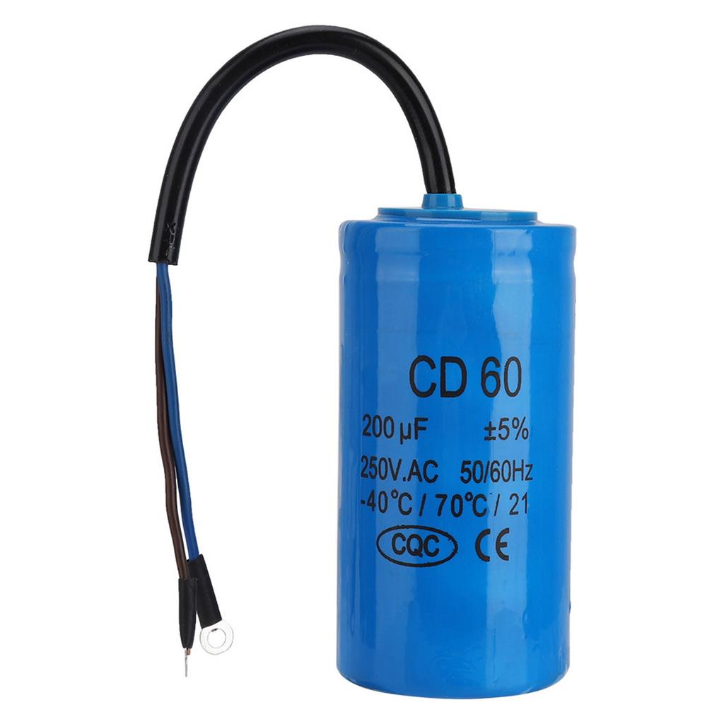 CD60 Run Capacitor with Wire Lead  AC 200uF 50/60Hz for Motor  Compressor