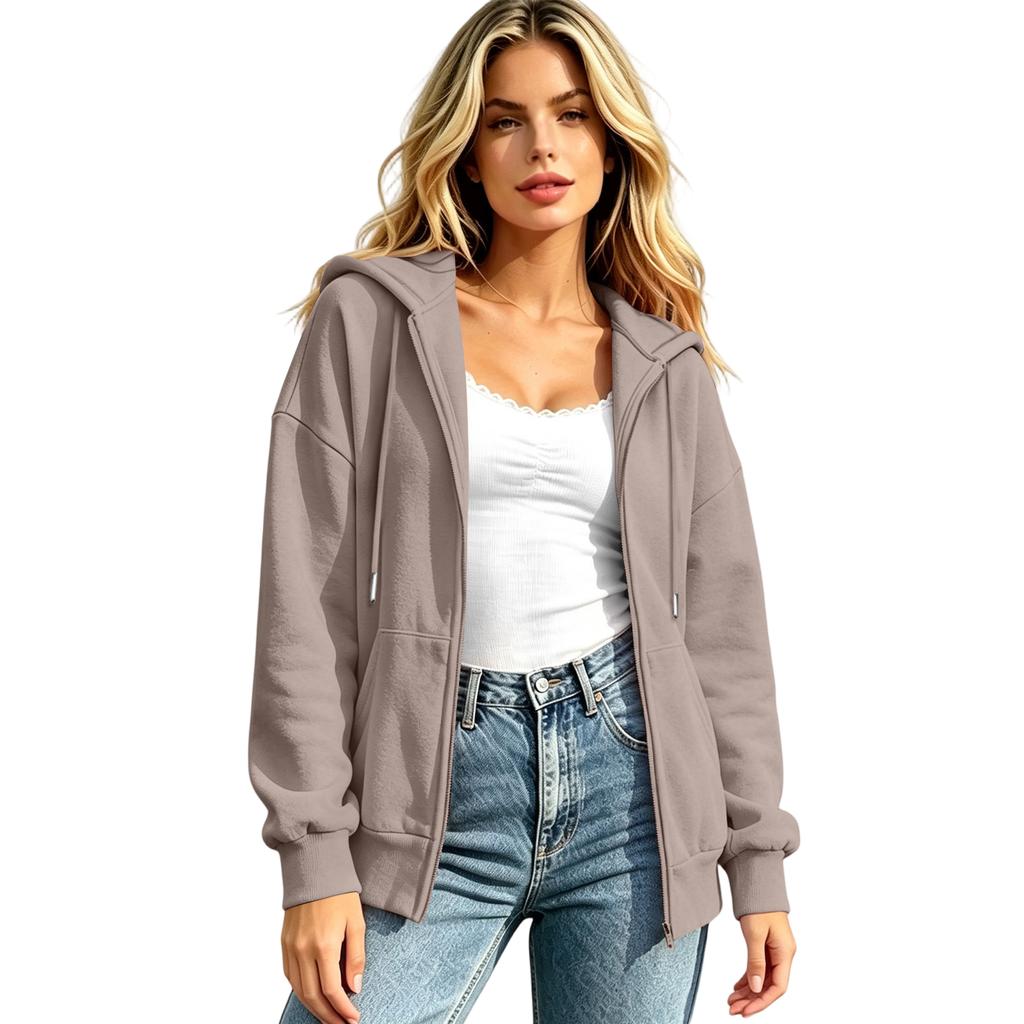 Women's Oversized Zip Up Hoodie Long Sleeve Casual Sweatshirt