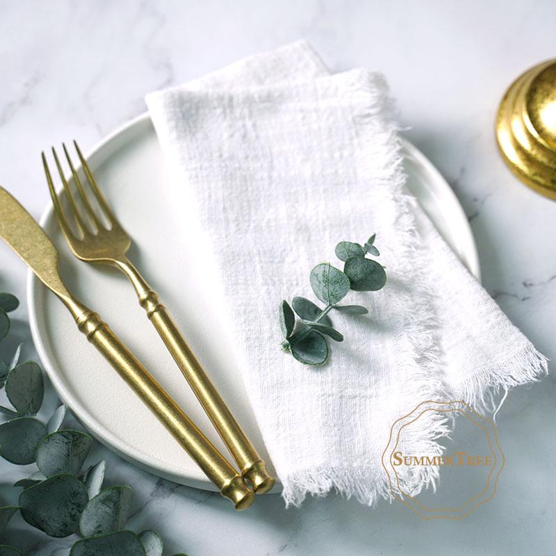 20PCS Napkins 41x41CM Cotton Cloth Gauze Retro Burr Rustic Kitchen Tea Towel Wedding Party Dinner Christmas Napkin Table Decor