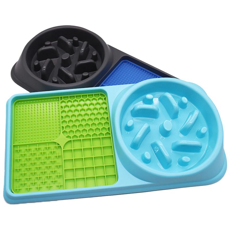 Silicone 2in1 Dog Lick Mat for Dogs Pet Food Plate Slow Eating Bowl Extended Eating Time Convenient Pets Accessories Supplies
