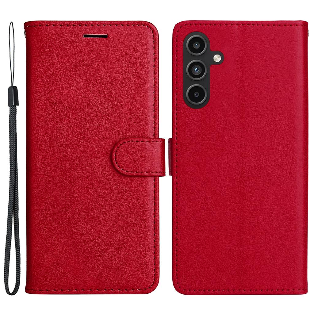 For Samsung Galaxy A15 5G Case Solid Color Leather Mobile Cover Wallet Stand with Strap