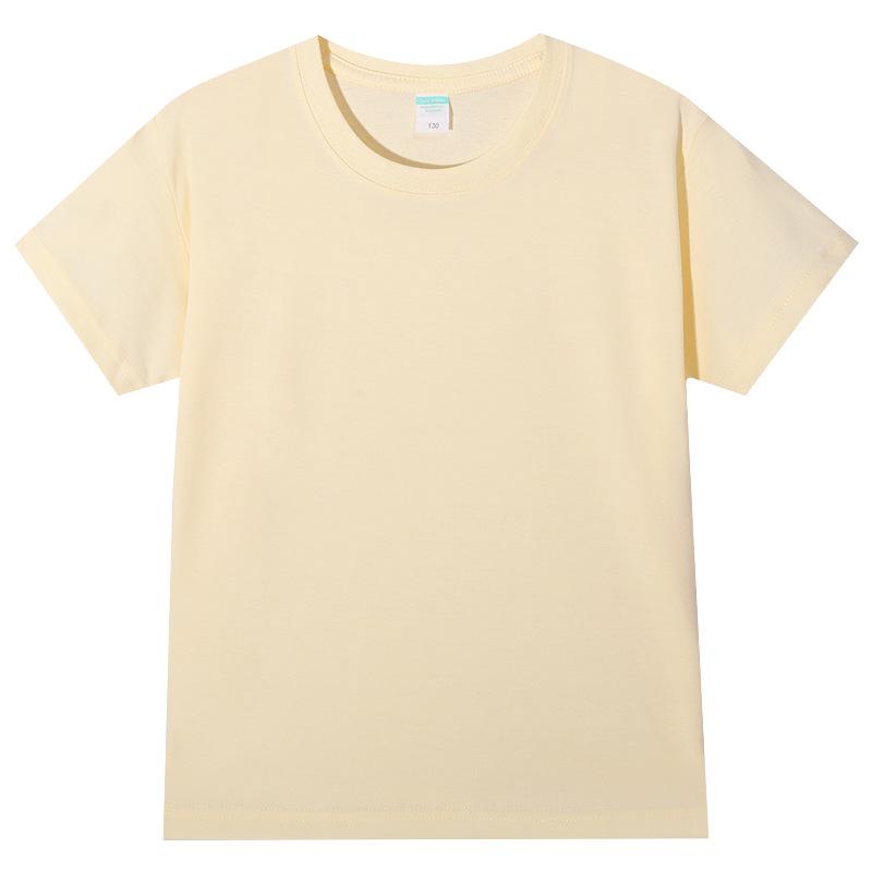 Custom Pure Cotton Short Sleeve T-shirt for Men, Women & Children - Solid Color Parent-Child Family Wear