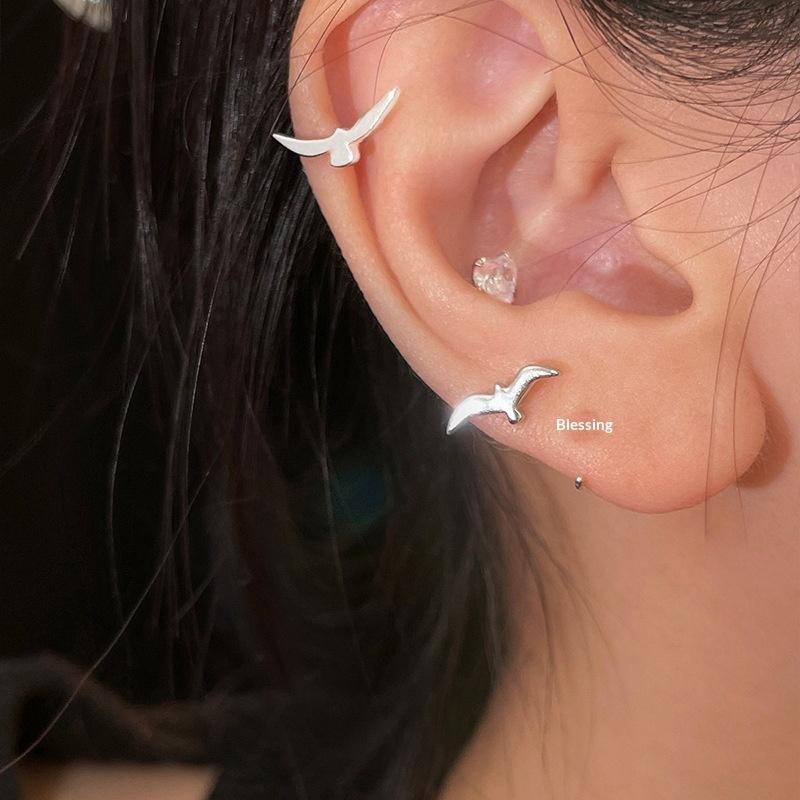 Orecchini a Bottone Gabbiano Personalità per Donne Coppia Creativi Argento Orecchini Gioielli Regali